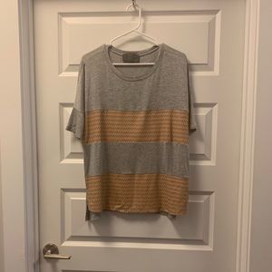 Grey tee with camel detail